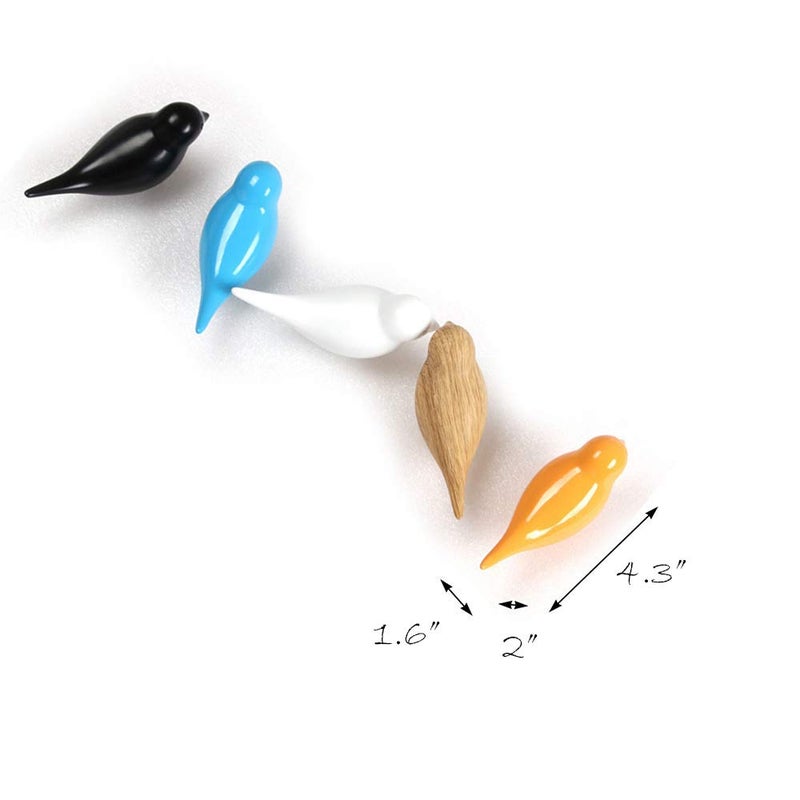 DesignSter Resin Bird Coat Hooks - Premium Creative Wall Mounted Birds Decorative Art Decor Hat Towel Bag Hanger Gift for Home,Living Room, Bedroom, Shop, Set of 5 - Image 2